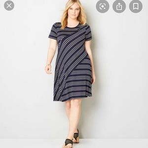 Avenue Mixed Stripe Grommet A-Line Dress